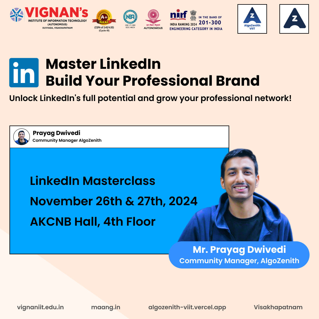 Prayag Dwivedi: Conducting a session on LinkedIn Masterclass and Personal Branding